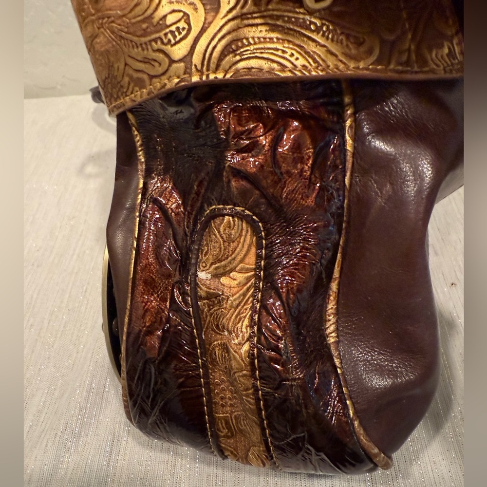 M.C. Brown and Gold Women's Handbag - Picture 3 of 10